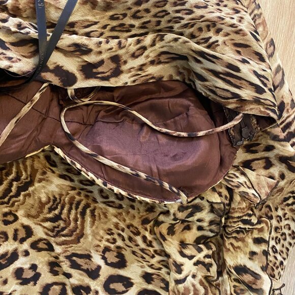 Ignite Evenings By Carol Lin Dress Babydoll Animal Print Silk Ruffles Sz 4 Y2K - Picture 15 of 16